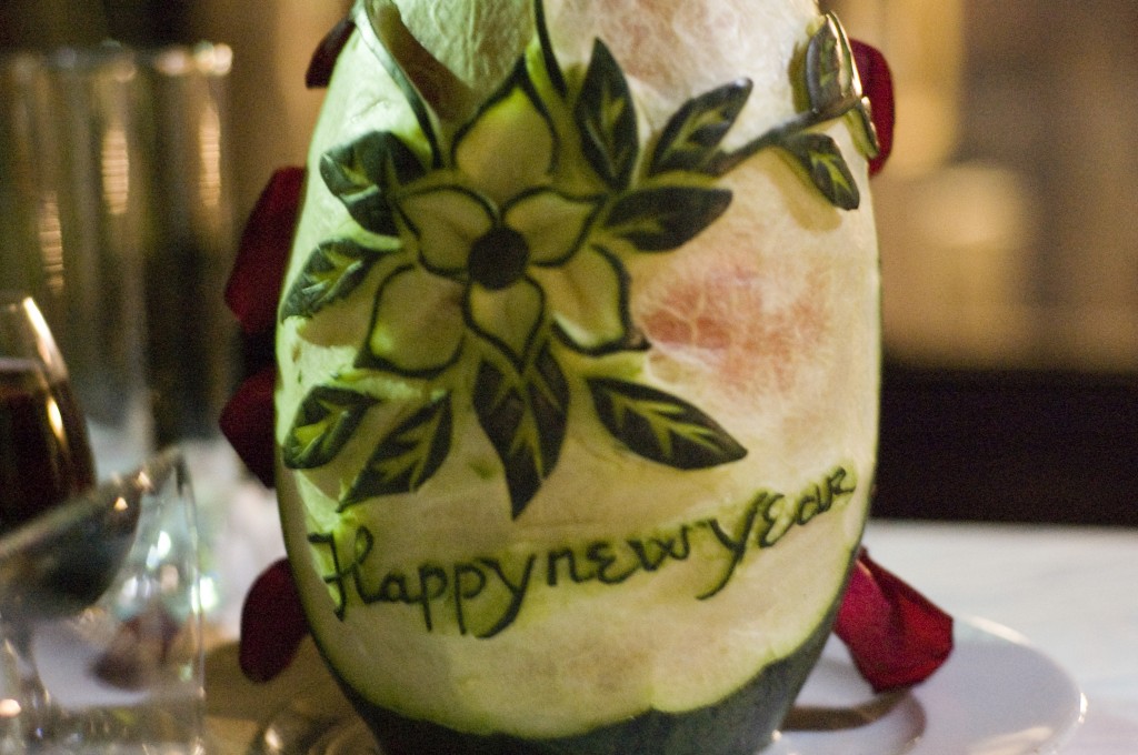 Watermelon carving by our cook aboard the White Dolphin